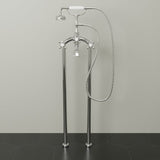 Freestanding Telephone Tub Faucet and Supply Lines - Angular Body and Cross Handles