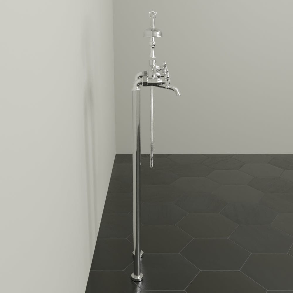 Freestanding Telephone Tub Faucet and Supply Lines - Angular Body and Cross Handles