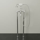 Freestanding Telephone Tub Faucet and Supply Lines - Flat Body and Cross Handles