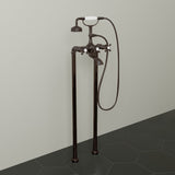 Freestanding Telephone Tub Faucet and Supply Lines - Flat Body and Cross Handles