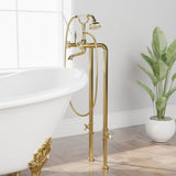 Freestanding Telephone Tub Faucet, Supply Lines and Shutoff Valves - Cross Handles