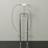 Freestanding Telephone Tub Faucet, Supply Lines and Shutoff Valves - Cross Handles