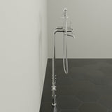 Freestanding Telephone Tub Faucet, Supply Lines and Shutoff Valves - Cross Handles