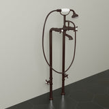 Freestanding Telephone Tub Faucet, Supply Lines and Shutoff Valves - Cross Handles