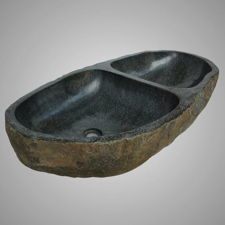 Fronesty River Stone Double-Bowl Vessel Sink