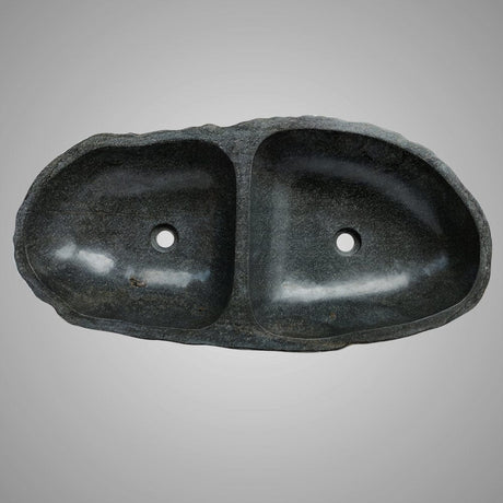 Fronesty River Stone Double-Bowl Vessel Sink