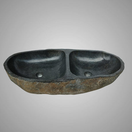 Fronesty River Stone Double-Bowl Vessel Sink