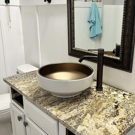 Galata Vitreous China Decorated Vessel Sink - Burnished Bronze Interior