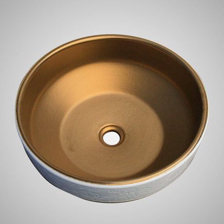 Galata Vitreous China Decorated Vessel Sink - Burnished Bronze Interior