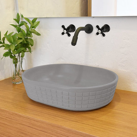 Galper Oval Cast Concrete Vessel Sink - Dark Grey