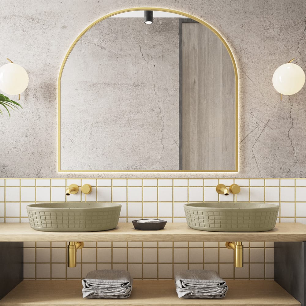 Galper Oval Cast Concrete Vessel Sink - Desert Brown