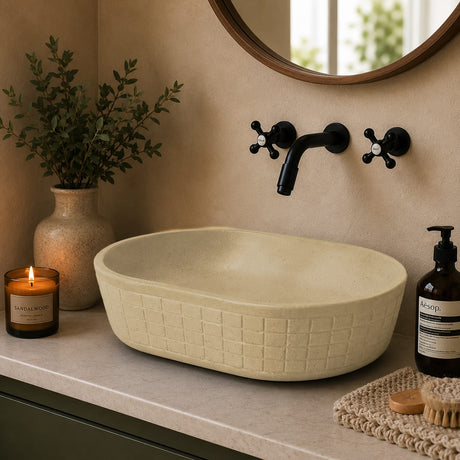 Galper Oval Cast Concrete Vessel Sink - Desert Brown