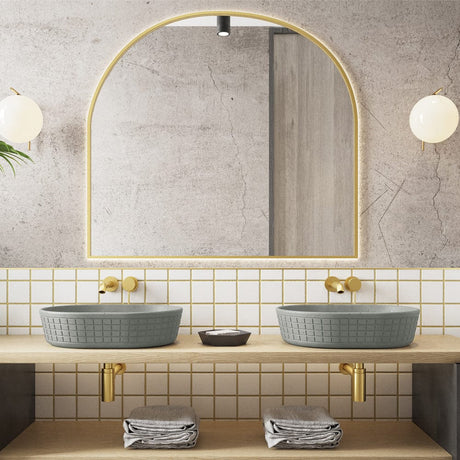 Galper Oval Cast Concrete Vessel Sink - Light Grey