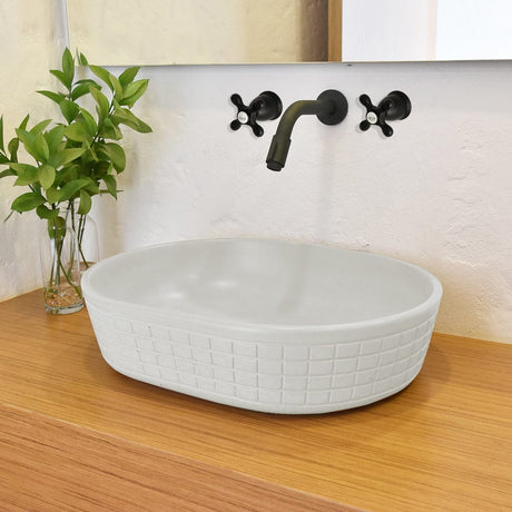 Galper Oval Cast Concrete Vessel Sink - Light Grey