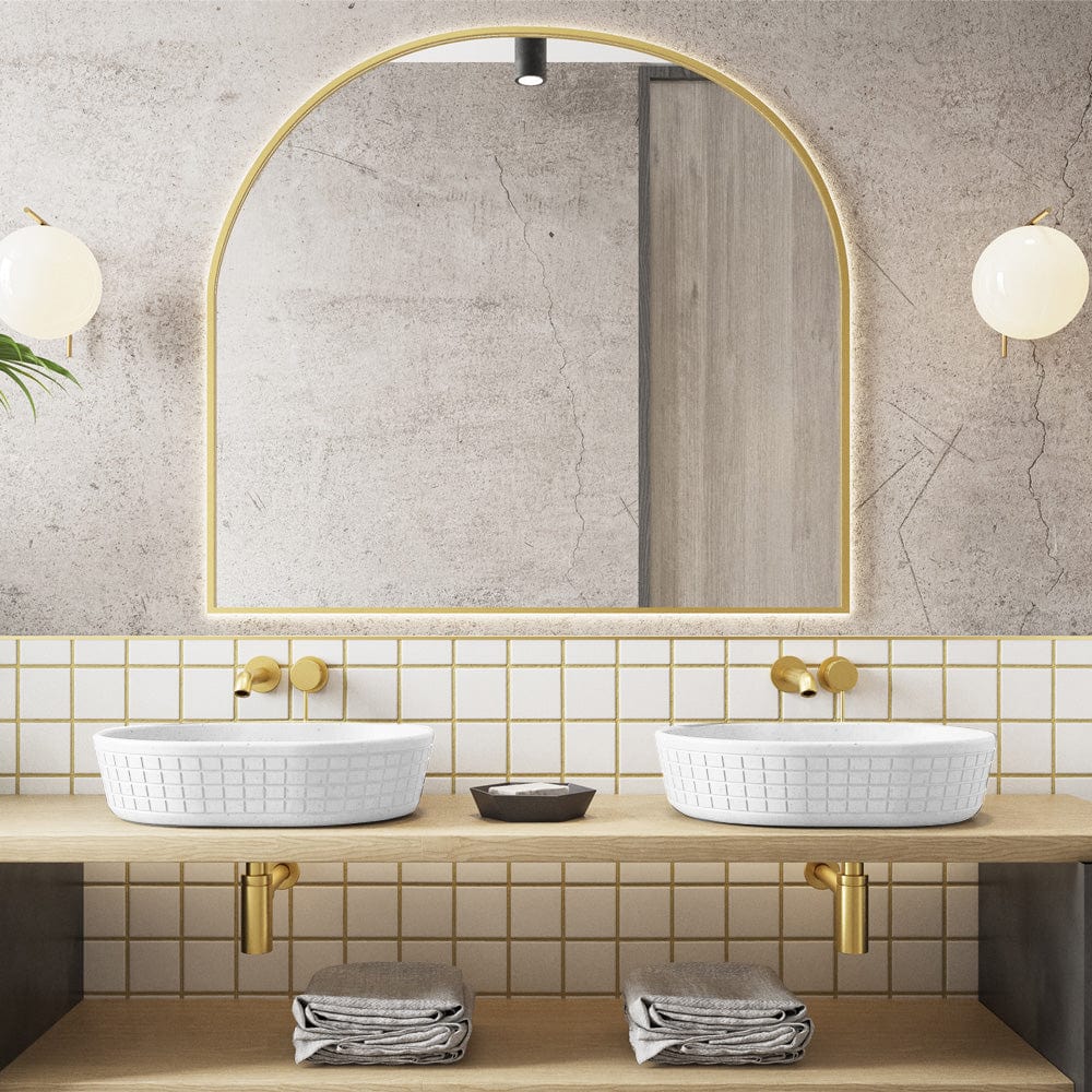 Galper Oval Cast Concrete Vessel Sink - White