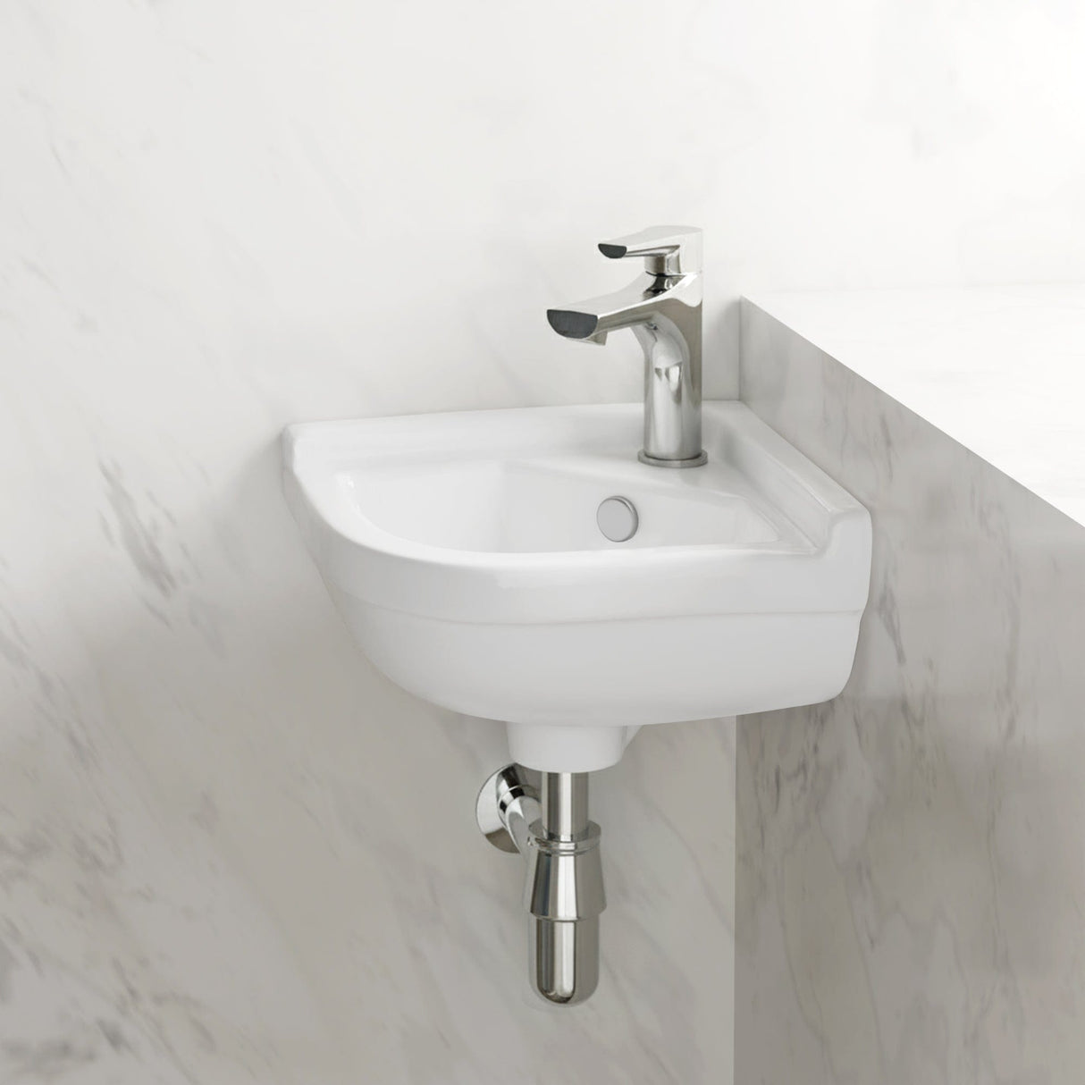 Gasha Corner Vitreous China Wall-Mount Bathroom Sink