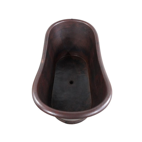 Gepper Hammered Copper Double-Slipper Roll-Top Tub with Pedestal