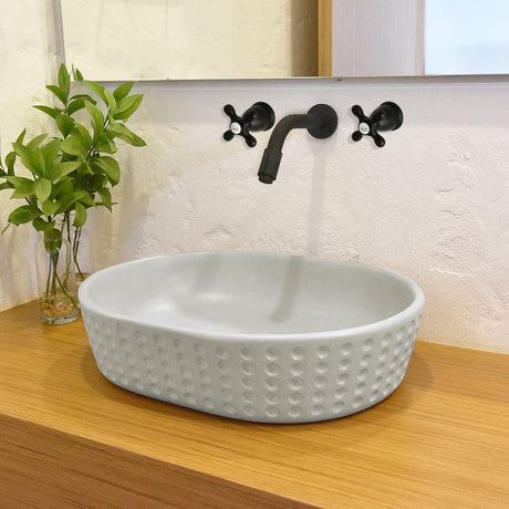 Gerzen Oval Cast Concrete Vessel Sink - Light Grey