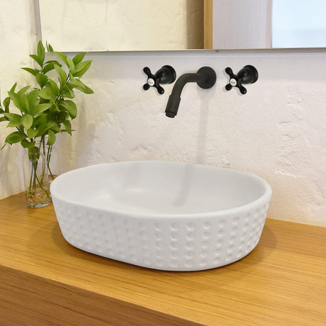 Gerzen Oval Cast Concrete Vessel Sink - White