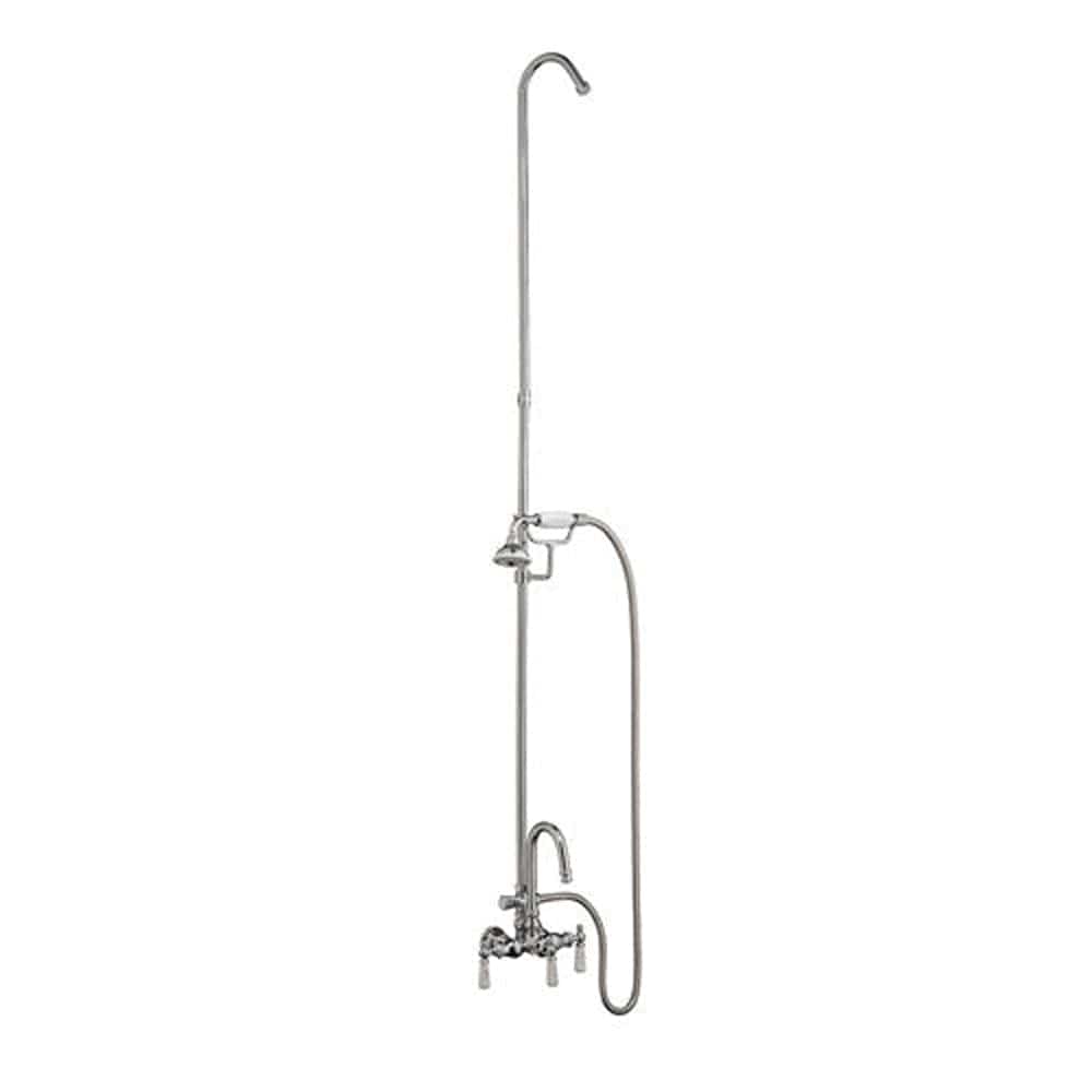 Gooseneck Leg Tub Diverter Faucet with Hand Shower and Riser