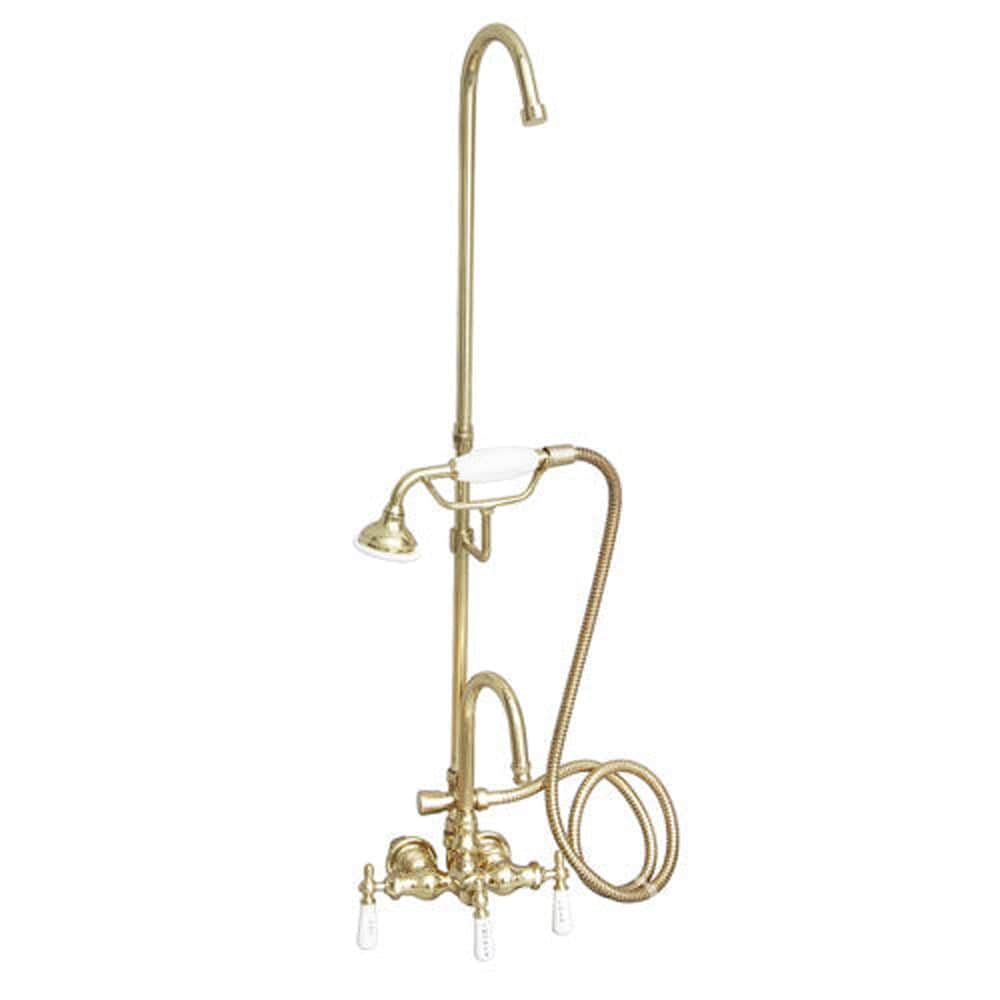 Gooseneck Leg Tub Diverter Faucet with Hand Shower and Riser