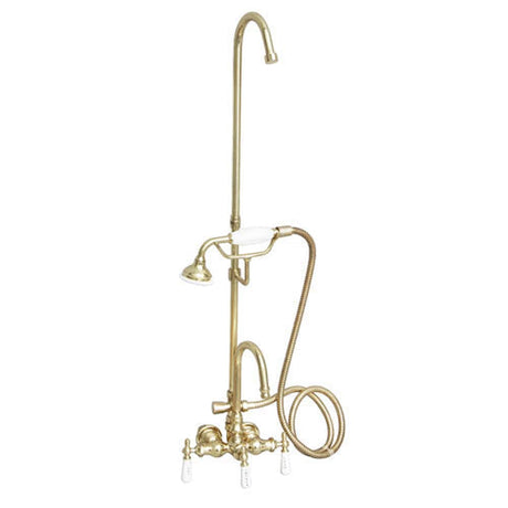 Gooseneck Leg Tub Diverter Faucet with Hand Shower and Riser