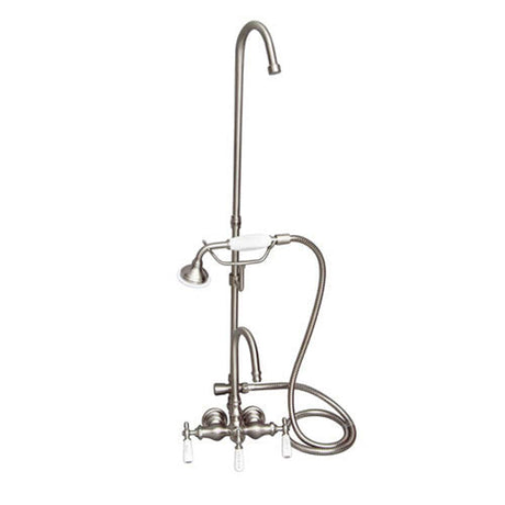 Gooseneck Leg Tub Diverter Faucet with Hand Shower and Riser