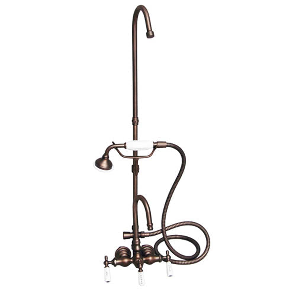 Gooseneck Leg Tub Diverter Faucet with Hand Shower and Riser