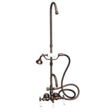 Gooseneck Leg Tub Diverter Faucet with Hand Shower and Riser