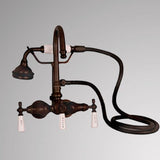 Gooseneck Leg Tub Wall-Mount Diverter Faucet with Hand Shower