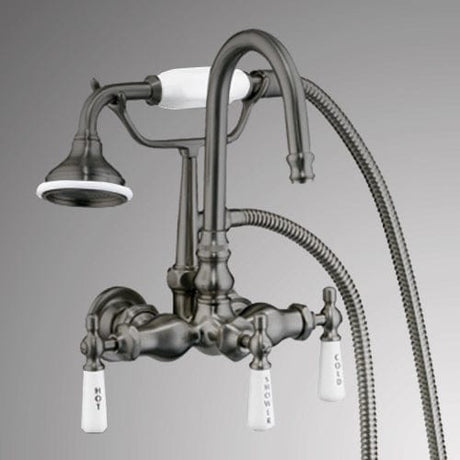 Gooseneck Leg Tub Wall-Mount Diverter Faucet with Hand Shower