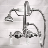 Gooseneck Leg Tub Wall-Mount Diverter Faucet with Hand Shower