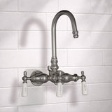 Gooseneck Leg Tub Wall-Mount Diverter Faucet with Porcelain Handles