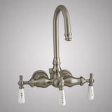Gooseneck Leg Tub Wall-Mount Diverter Faucet with Porcelain Handles