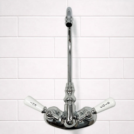 Gooseneck Tub Faucet with Porcelain Lever Handles
