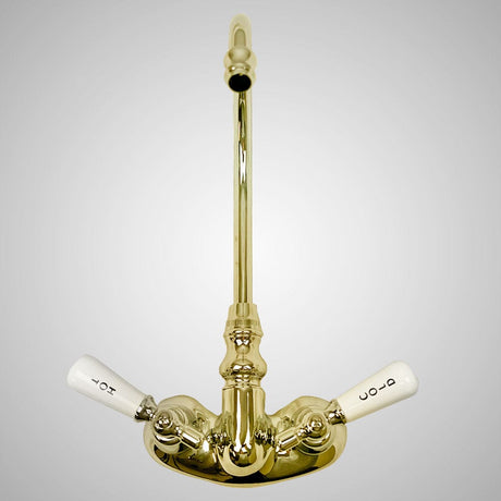 Gooseneck Tub Faucet with Porcelain Lever Handles