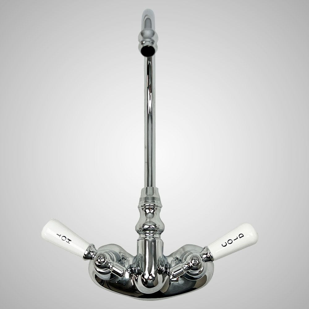 Gooseneck Tub Faucet with Porcelain Lever Handles