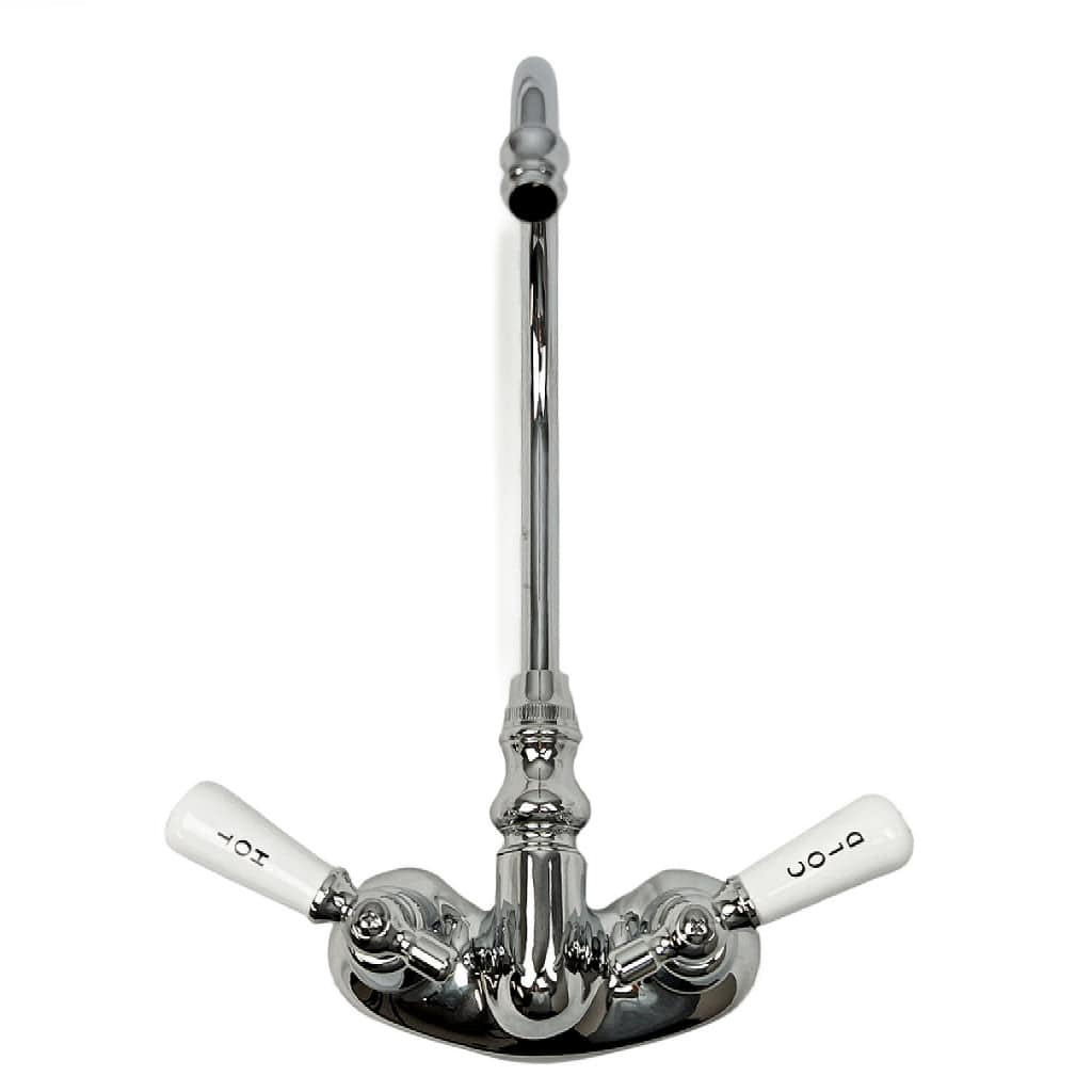 Gooseneck Tub Faucet with Porcelain Lever Handles