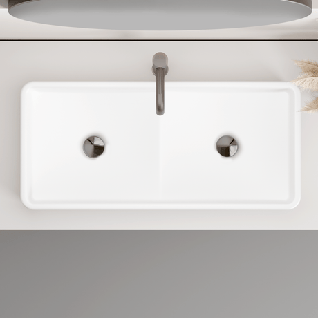 Gurney Vitreous China Double-Bowl Vessel Sink