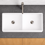 Gurney Vitreous China Double-Bowl Vessel Sink