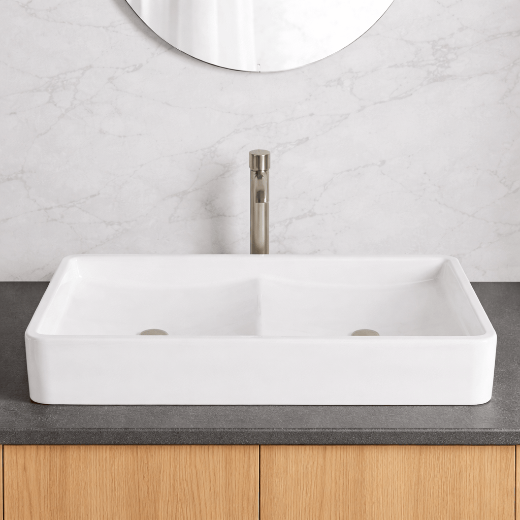 Gurney Vitreous China Double-Bowl Vessel Sink