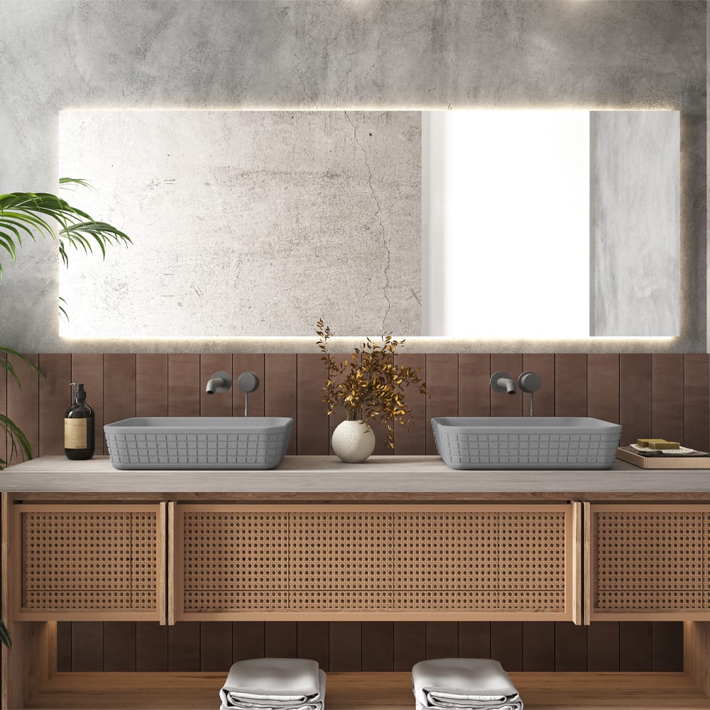 Harter Rectangular Cast Concrete Vessel Sink - Dark Grey