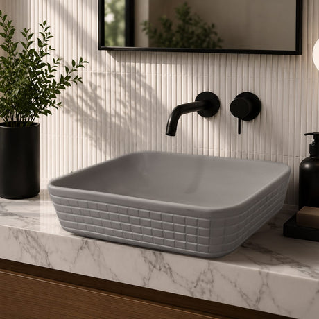 Harter Rectangular Cast Concrete Vessel Sink - Dark Grey