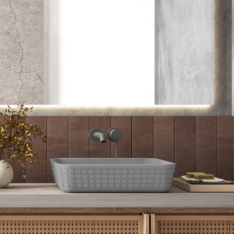 Harter Rectangular Cast Concrete Vessel Sink - Dark Grey