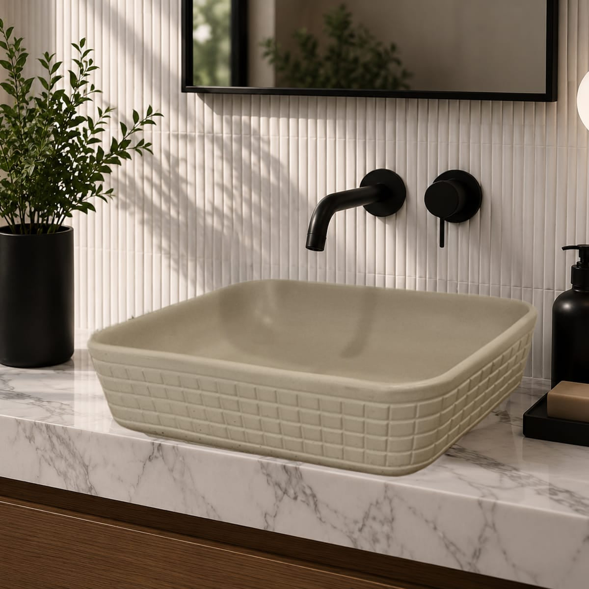Harter Rectangular Cast Concrete Vessel Sink - Desert Brown
