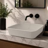 Harter Rectangular Cast Concrete Vessel Sink - White
