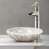 Heglar Polished Carrara Marble Vessel Sink - Chiseled Exterior