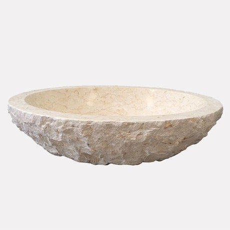 Heglar Polished Cream Egyptian Vessel Sink - Chiseled Exterior