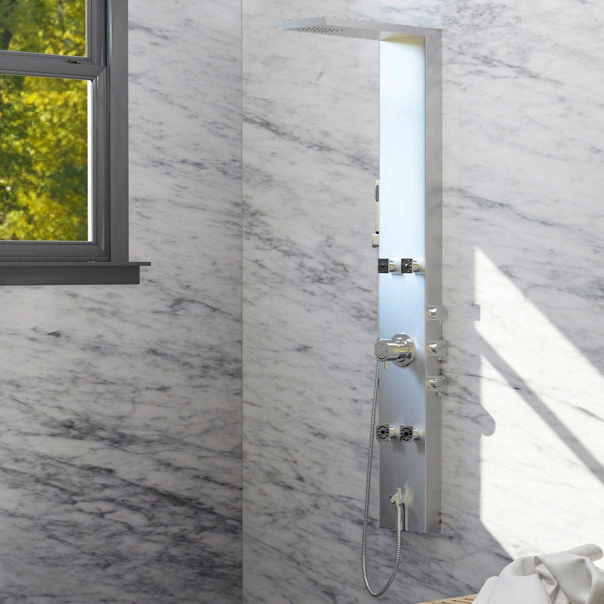 Herdis Pressure Balance Stainless Steel Shower Panel with Hand Shower