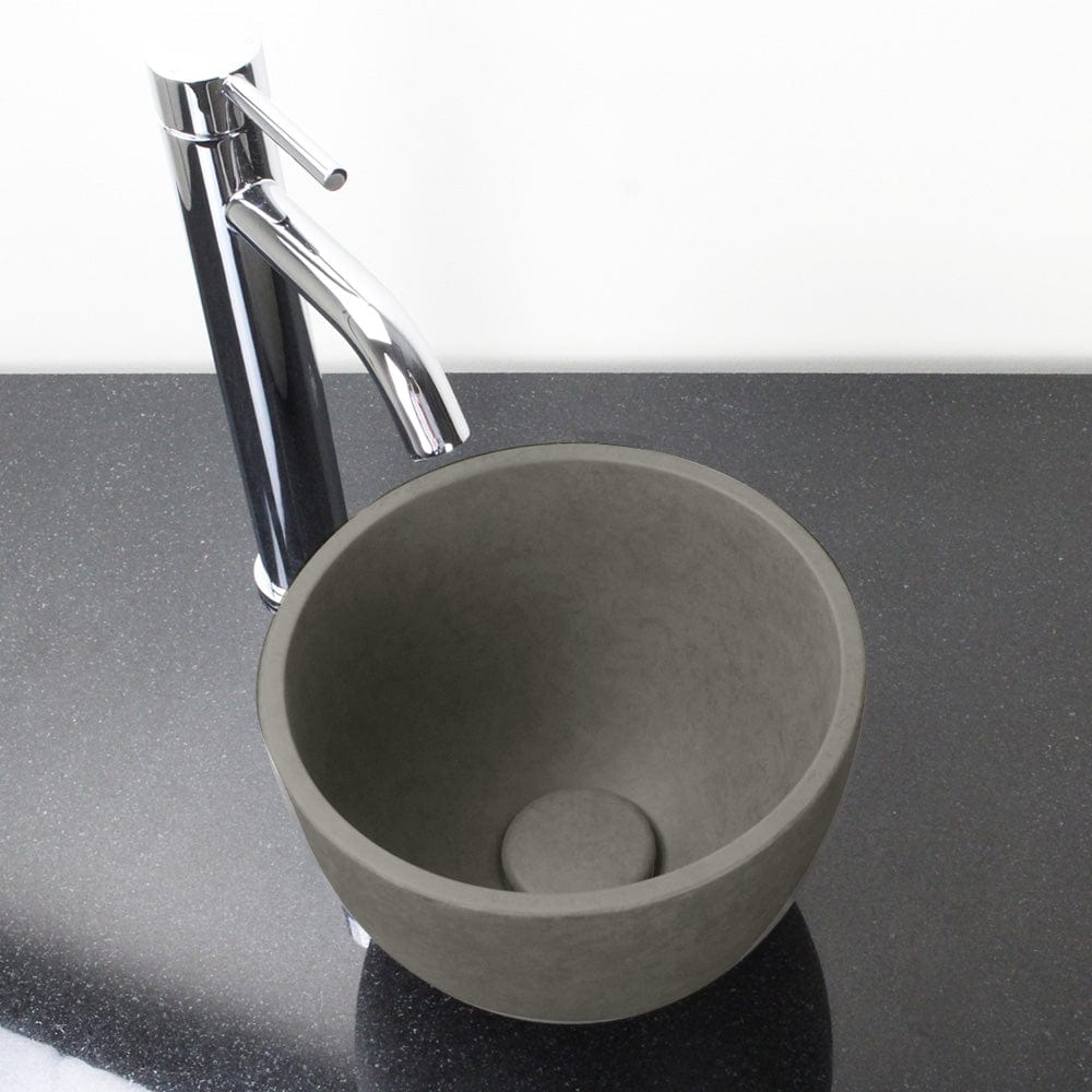 Humboldt Round Cast Concrete Vessel Sink - Dark Gray